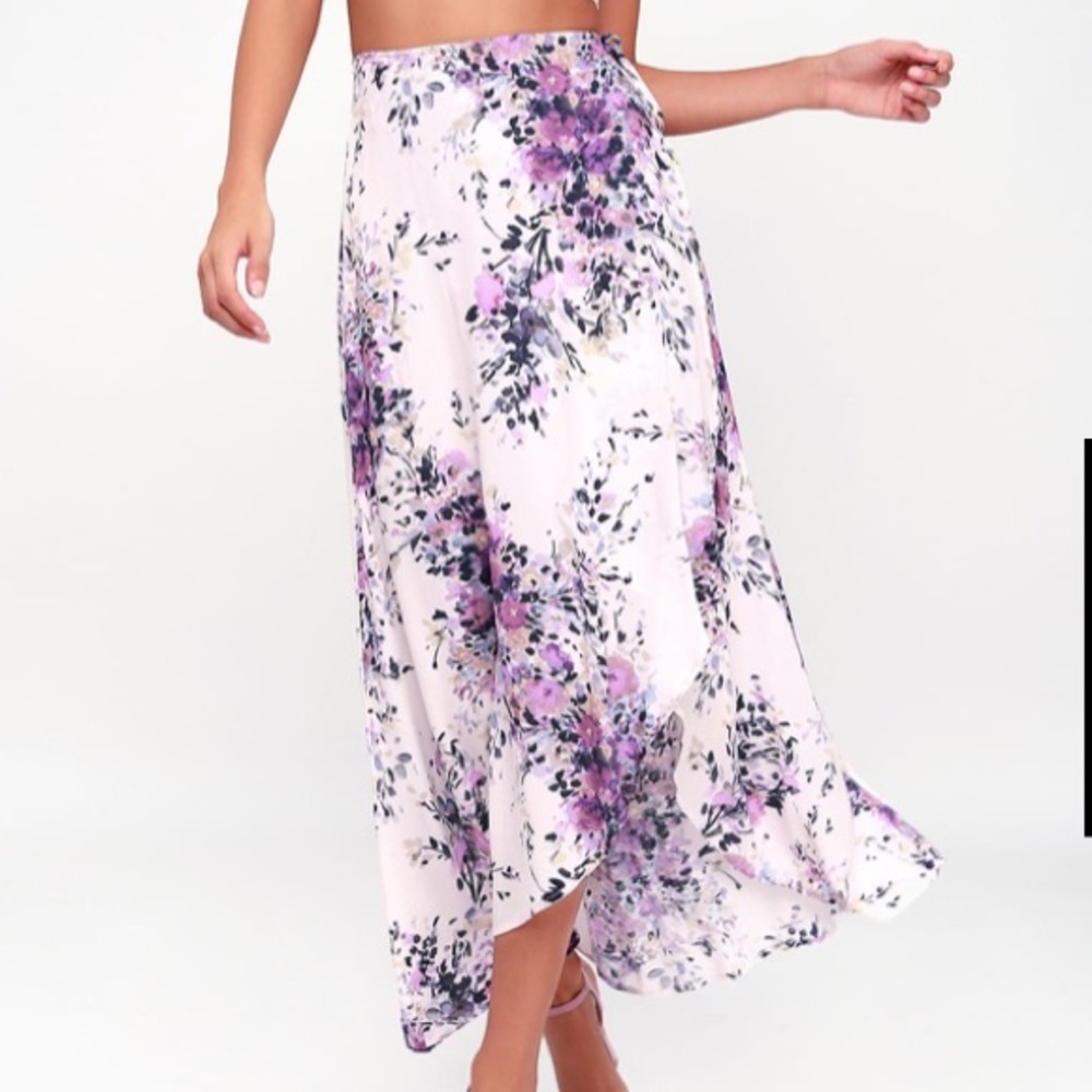 RIGHT BY YOUR SIDE FLORAL PRINT WRAP MIDI SKIRT